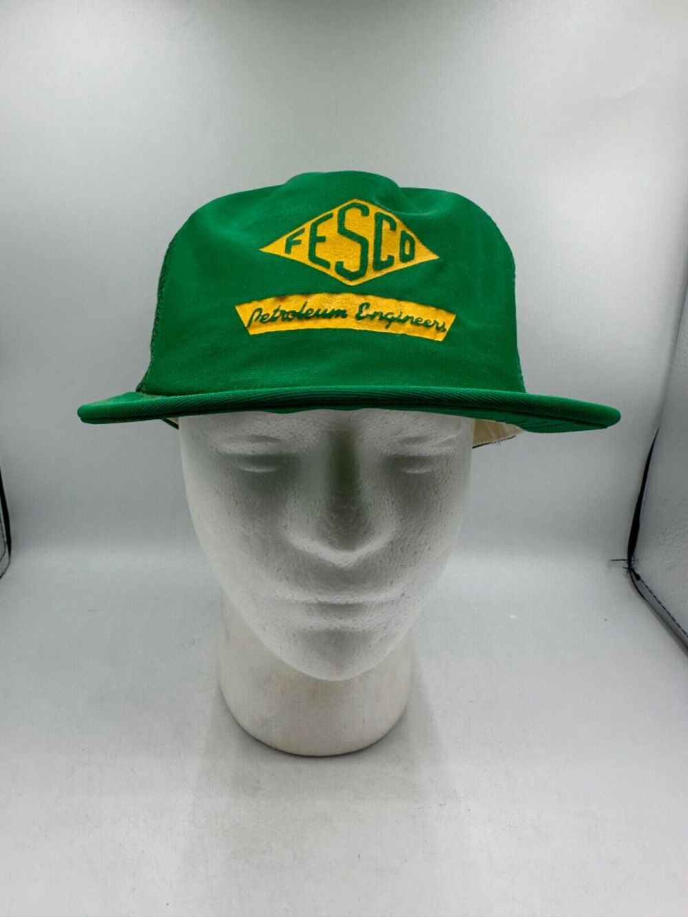 Vtg Fesco Petroleum Engineers Made USA Snapback Trucker Cap Mesh Green Gas Oil